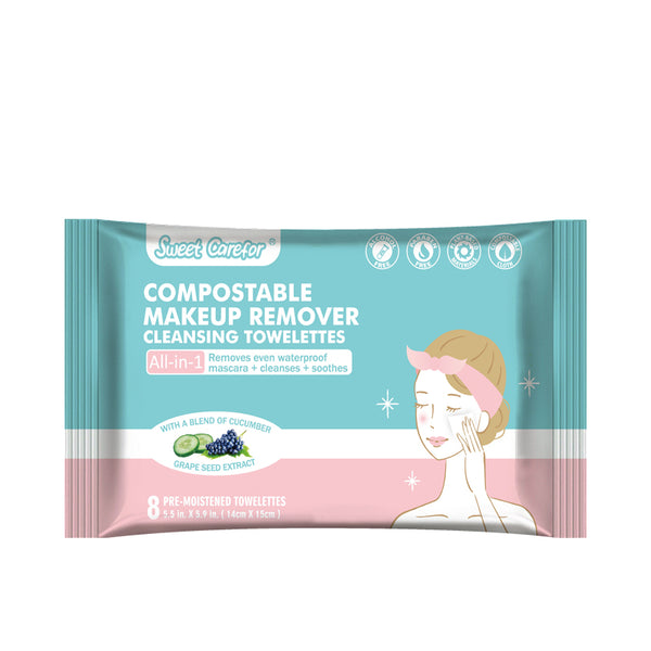 Sweet Carefor Makeup Remover Cleansing Face Wipes, Daily Cleansing Facial Towelettes Remove Makeup, 8 Count (Pack of 1)