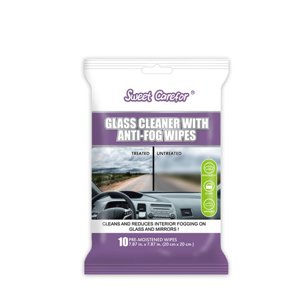 Sweet Carefor Glass Cleaner With Anti Fog Wipes, 10 Count (Pack of 1)