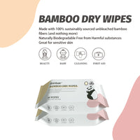 Sweet Carefor Bamboo Dry Wipes, Made of Bamboo Fiber Only, Soft Dry Wipe Cotton Tissue Baby Wipes, 80 Count (Pack of 1)