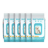 Sweet Carefor Pets Wipes for Dogs & Cats, Grooming Pet Wipes for Paws, Body, Noses and Butt, 6 Pack Pouches, Total 600 Count JF3003x6