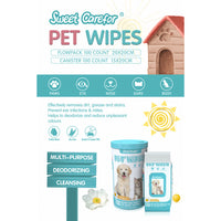 Sweet Carefor Pets Wipes for Dogs & Cats, Grooming Pet Wipes for Paws, Body, Noses and Butt, 6 Pack Canisters, Total 600 Count JF3010x6