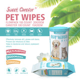 Sweet Carefor Pets Wipes for Dogs & Cats, Grooming Pet Wipes for Paws, Body, Noses and Butt, 6 Pack Canisters, Total 600 Count JF3010x6