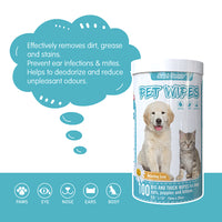 Sweet Carefor Pets Wipes for Dogs & Cats, Grooming Pet Wipes for Paws, Body, Noses and Butt, 6 Pack Canisters, Total 600 Count JF3010x6